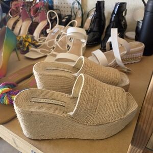 Zara Natural Woven Platform Sandals